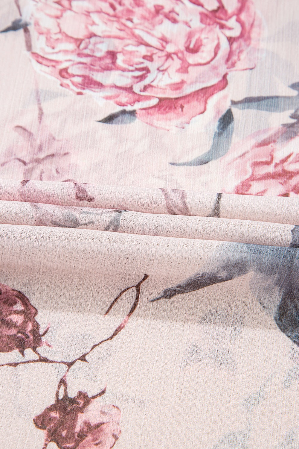 Floral Pleated Deep V Backless Maxi Dress