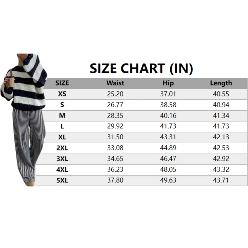 Women's Striped Drawstring Straight Leg Pants