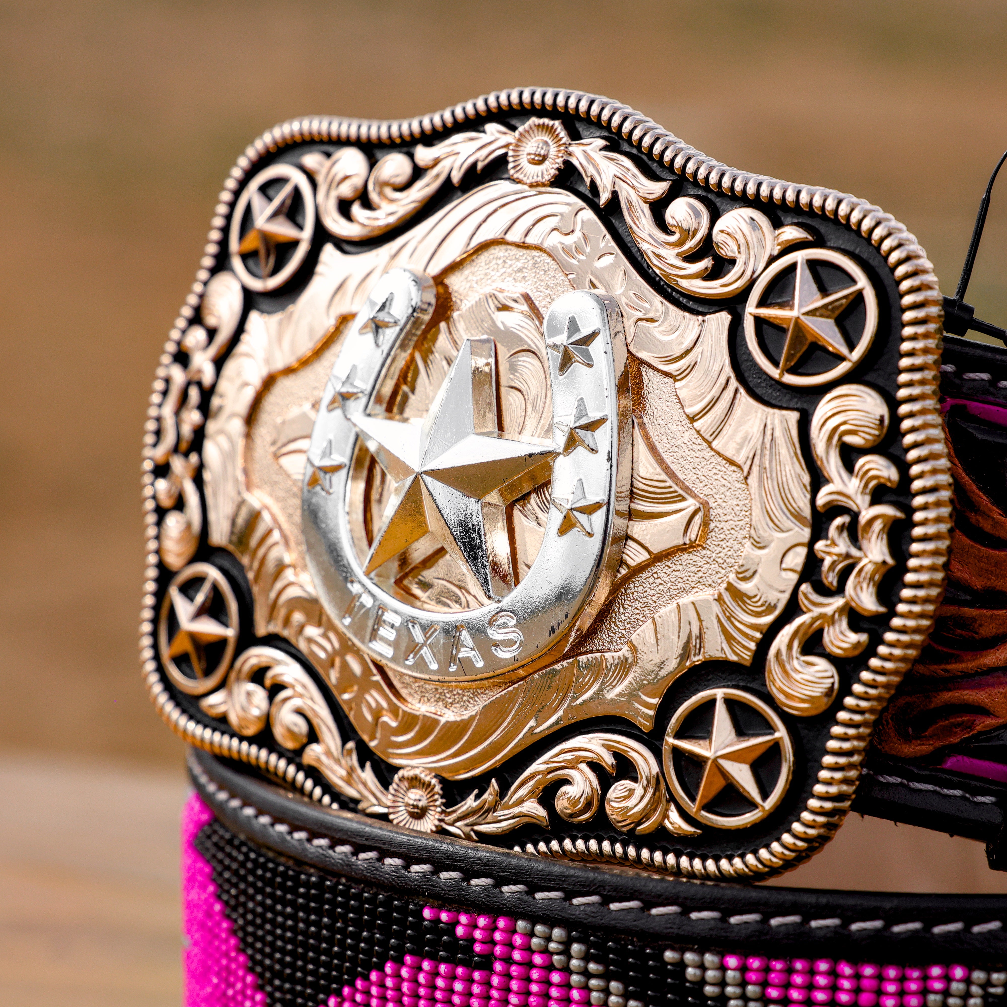 2 Inch Hand-Tooled Artesanal Beaded Leather Belt