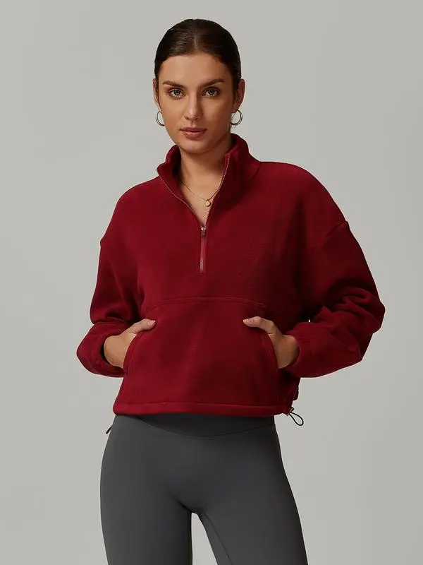 Women's Sporty Hooded Sweatshirt with Drawstring and Pocket