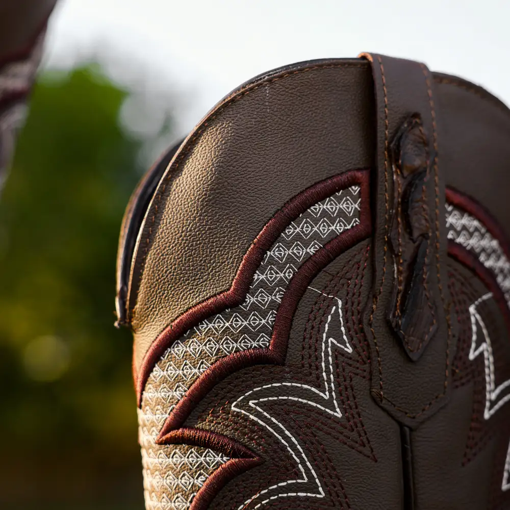 Brown Python Leather Boots - Square Toe