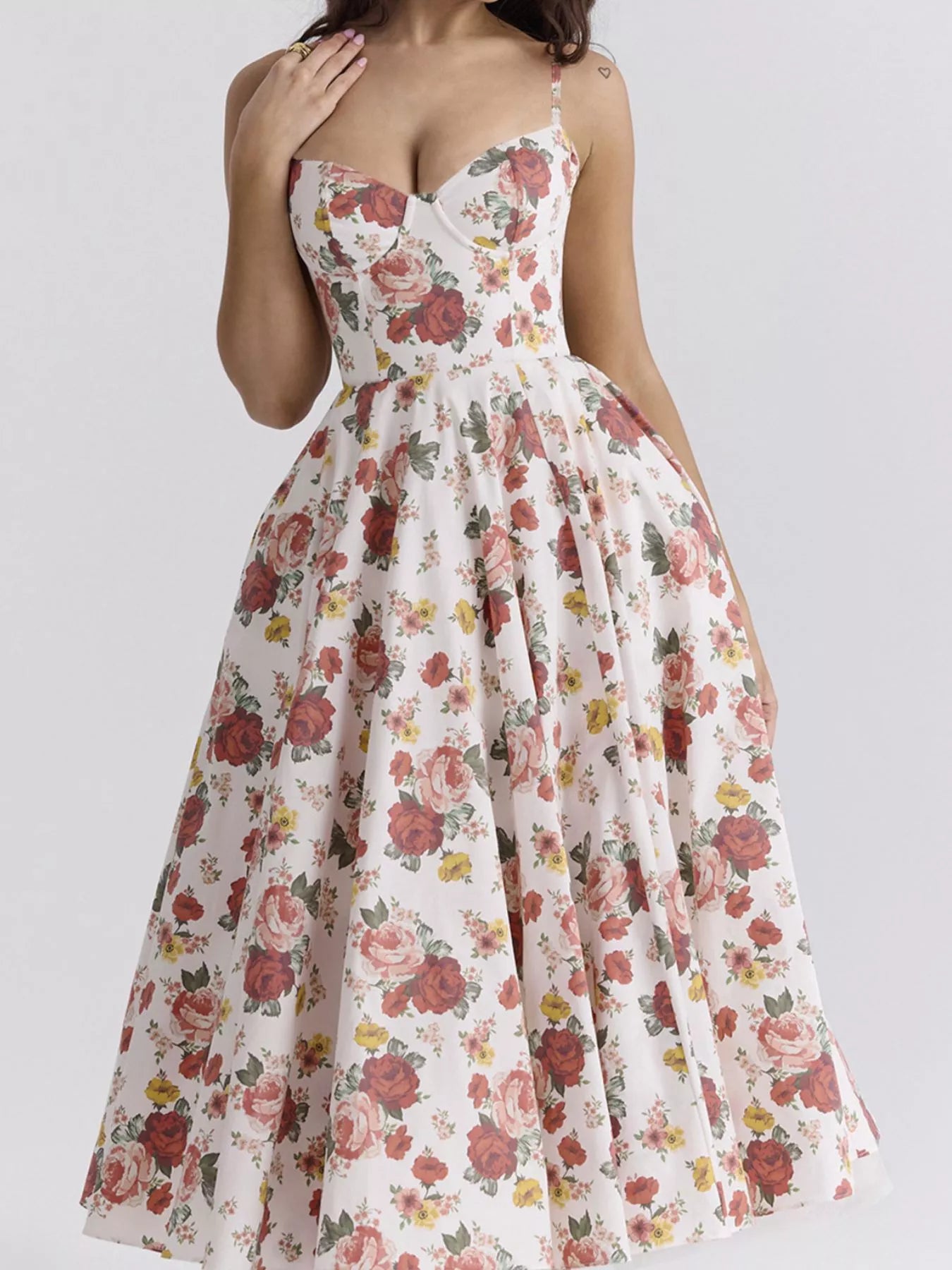 Sweetheart Neck A-Line Midi Dress