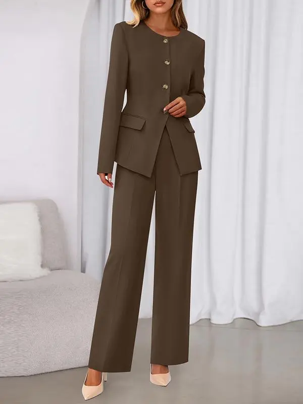 Two-Piece Set for Women Fall Fashion Business Casual Long Sleeve Blazer Jackets