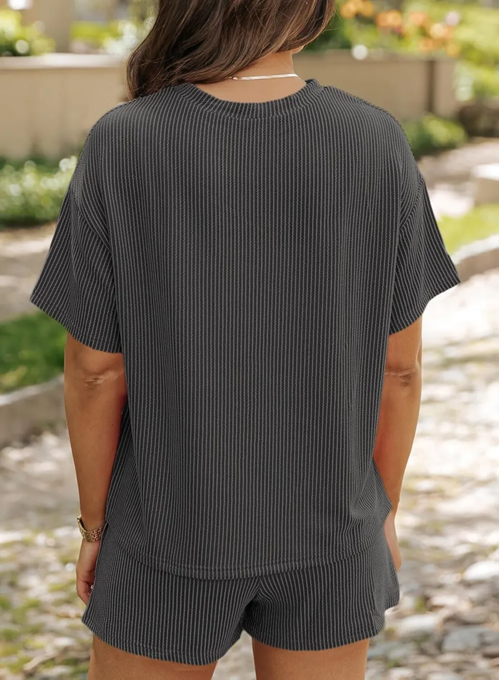 🧡Summer Hot Sale💥Women's Solid Textured Pocket Shorts Set