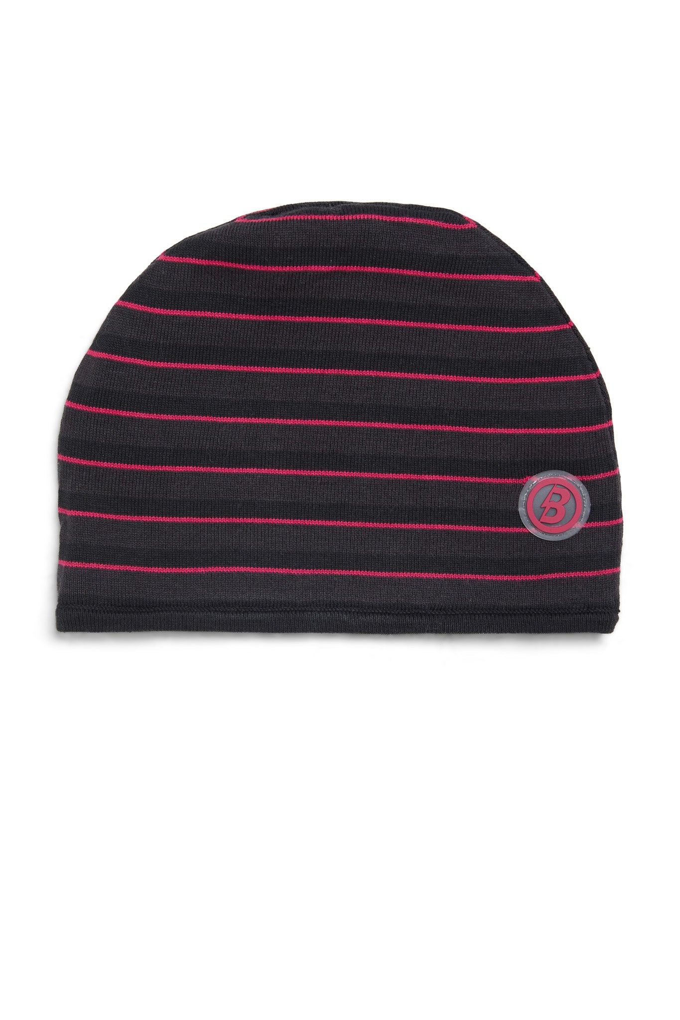 STRIPED KNIT BEANIE (BLACK/PINK)