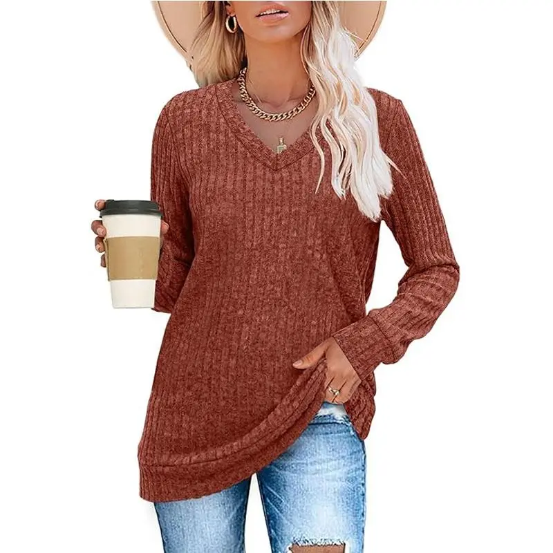 V Neck Long Sleeve Shirts for Women