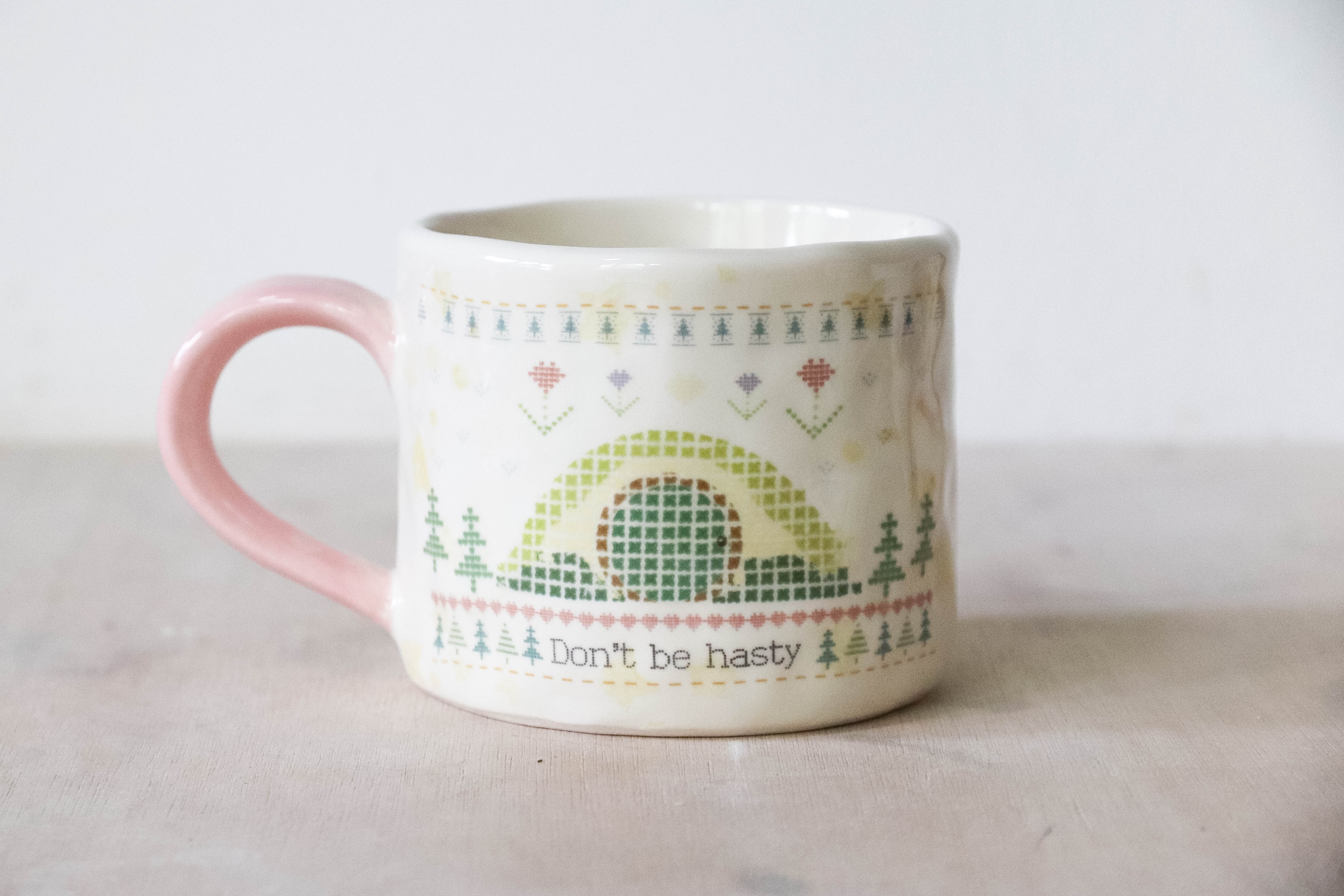 Don't Be Hasty Pink Mug Medium
