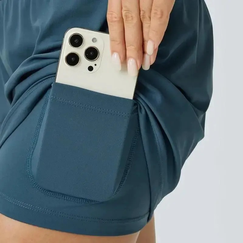 💝Last day promotion-⏰[2-in-1 Anti-Exposure Sports Shorts] Women's 2-in-1 Sports Shorts, Anti-Exposure Running Shorts With Pockets 5''-Longer Length