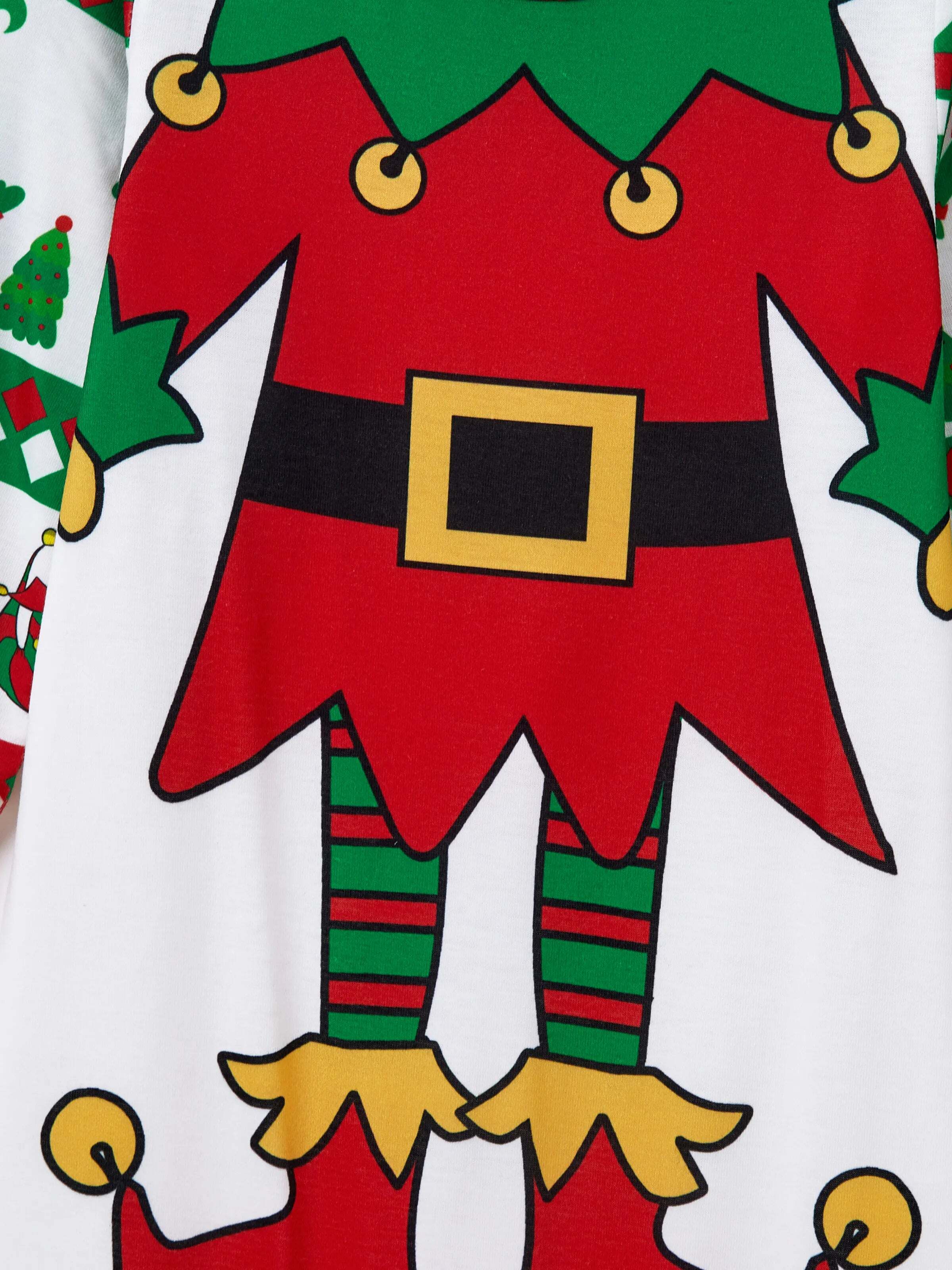 Christmas Matching Family Pajamas Set Christmas Elf Print PJS with Christmas Socks Red