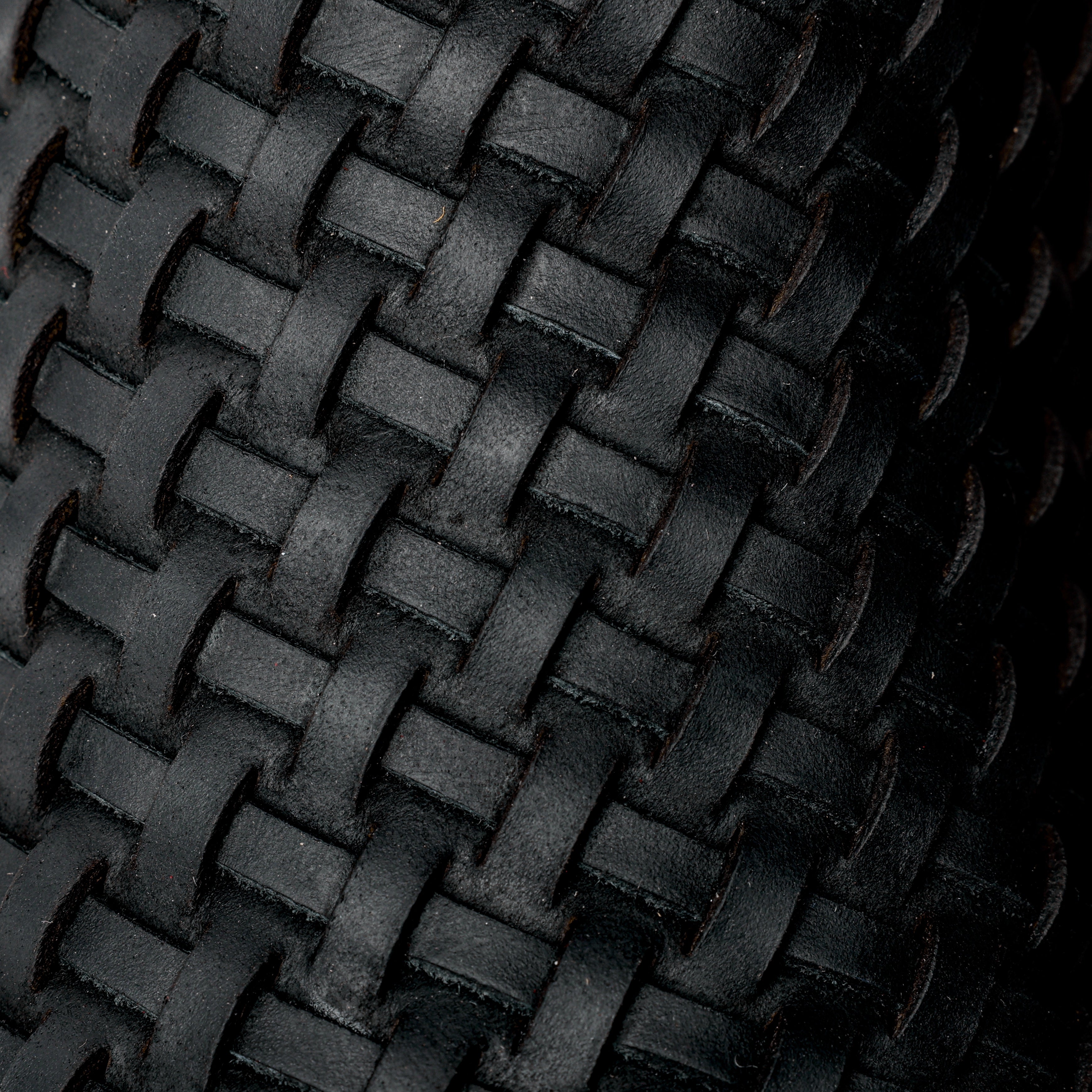 Black Basketweave Leather Boots - Square Toe