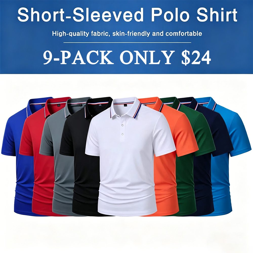 Men's Quick Dry Color Block Striped Polo Shirt