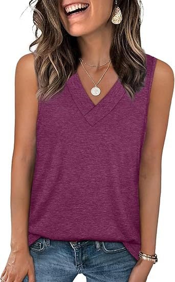 🎁✨Women's Sleeveless V-Neck Slimming Loose Fit Casual Tank Top T-Shirt