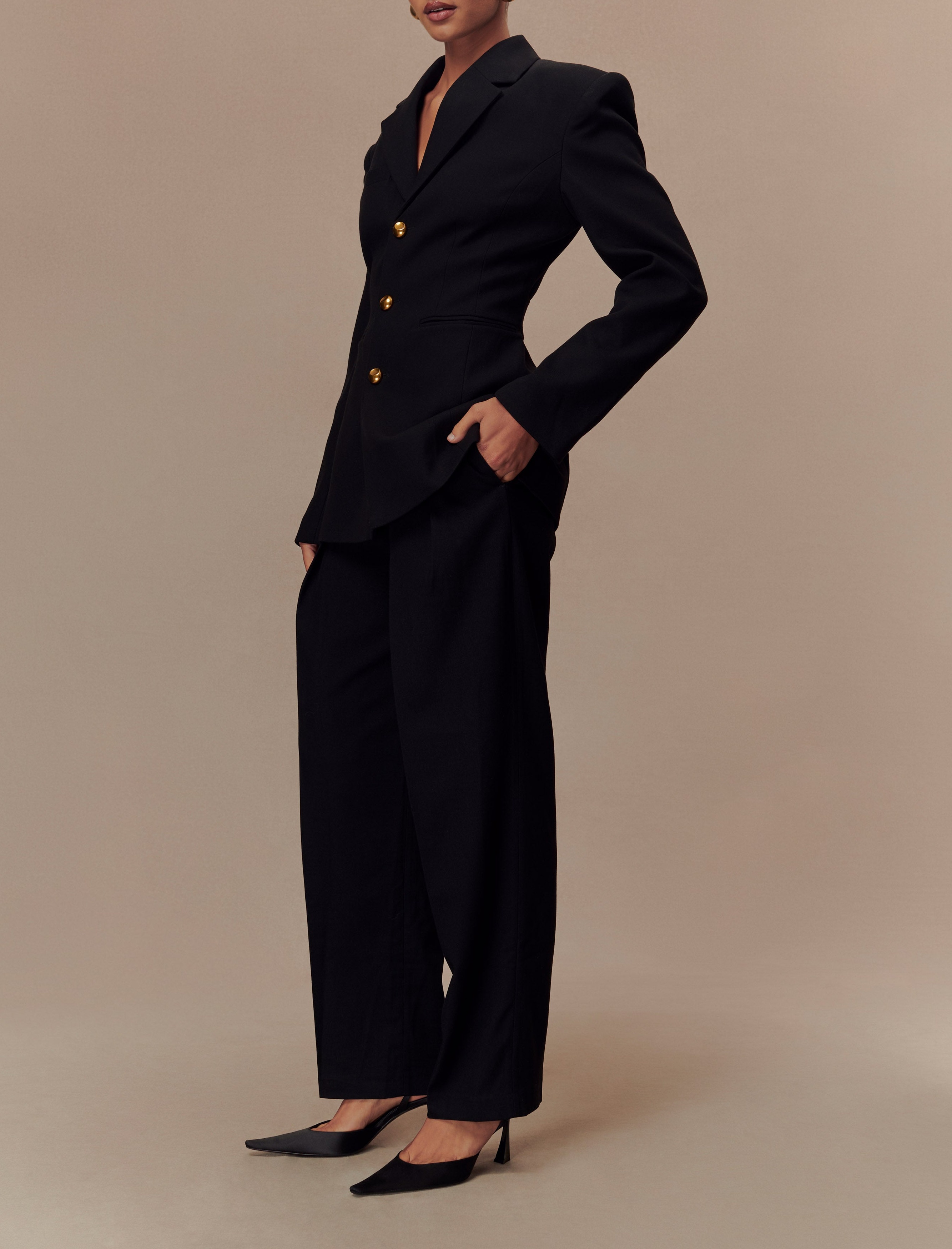 Black Pleated High Waisted Pants