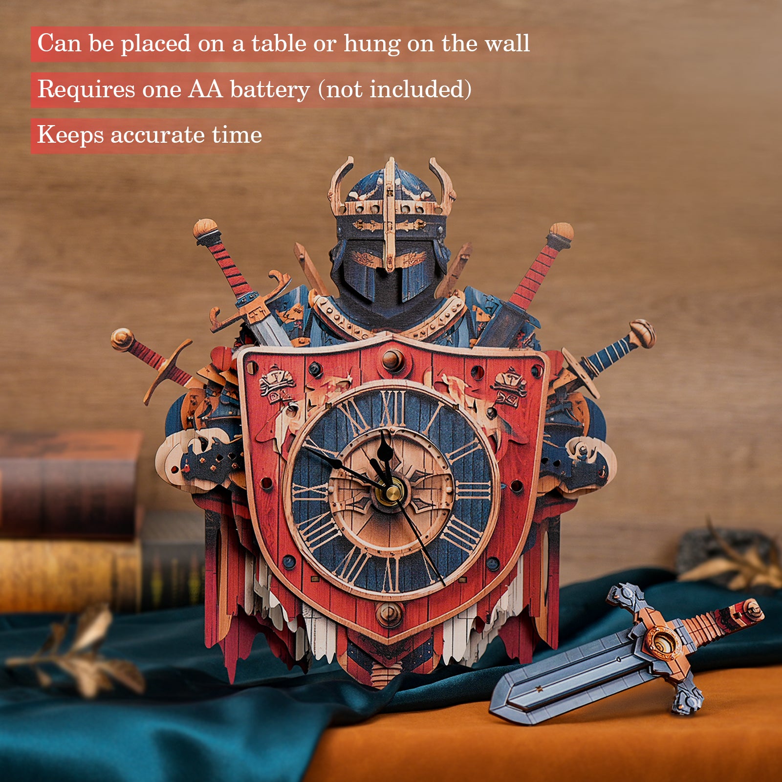 Knight â€“ DIY Wooden Clock, 3D Puzzle Craft Kit