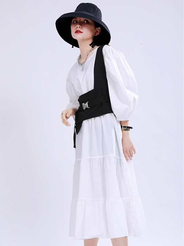 Stylish Belt Buckle Black Vest