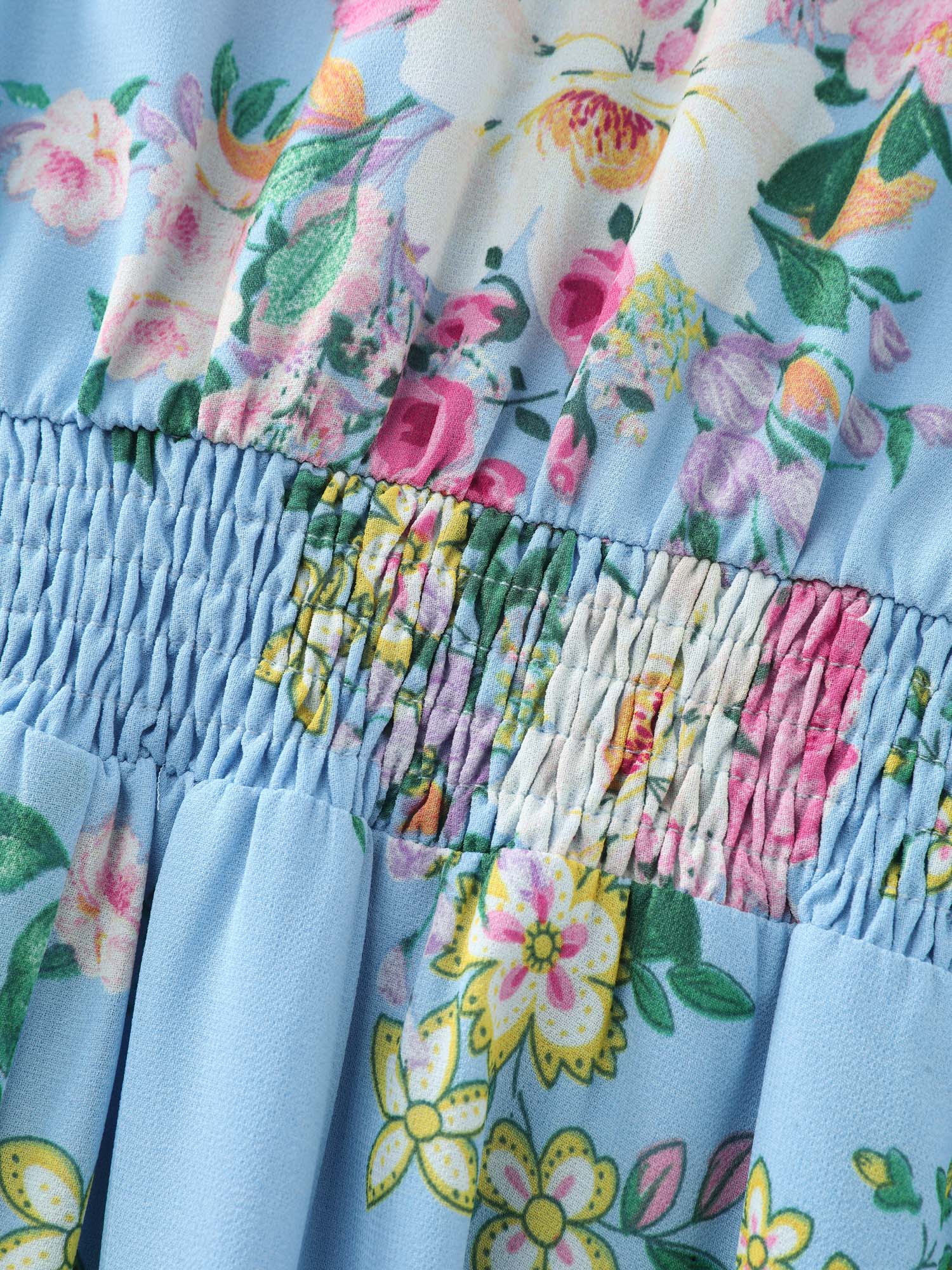 Elegant Floral Print Flowy Maxi Dress