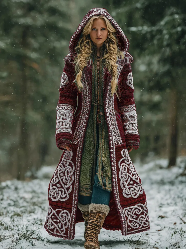 Women's Celtic Knot Irish Art Hooded Knit Cardigan