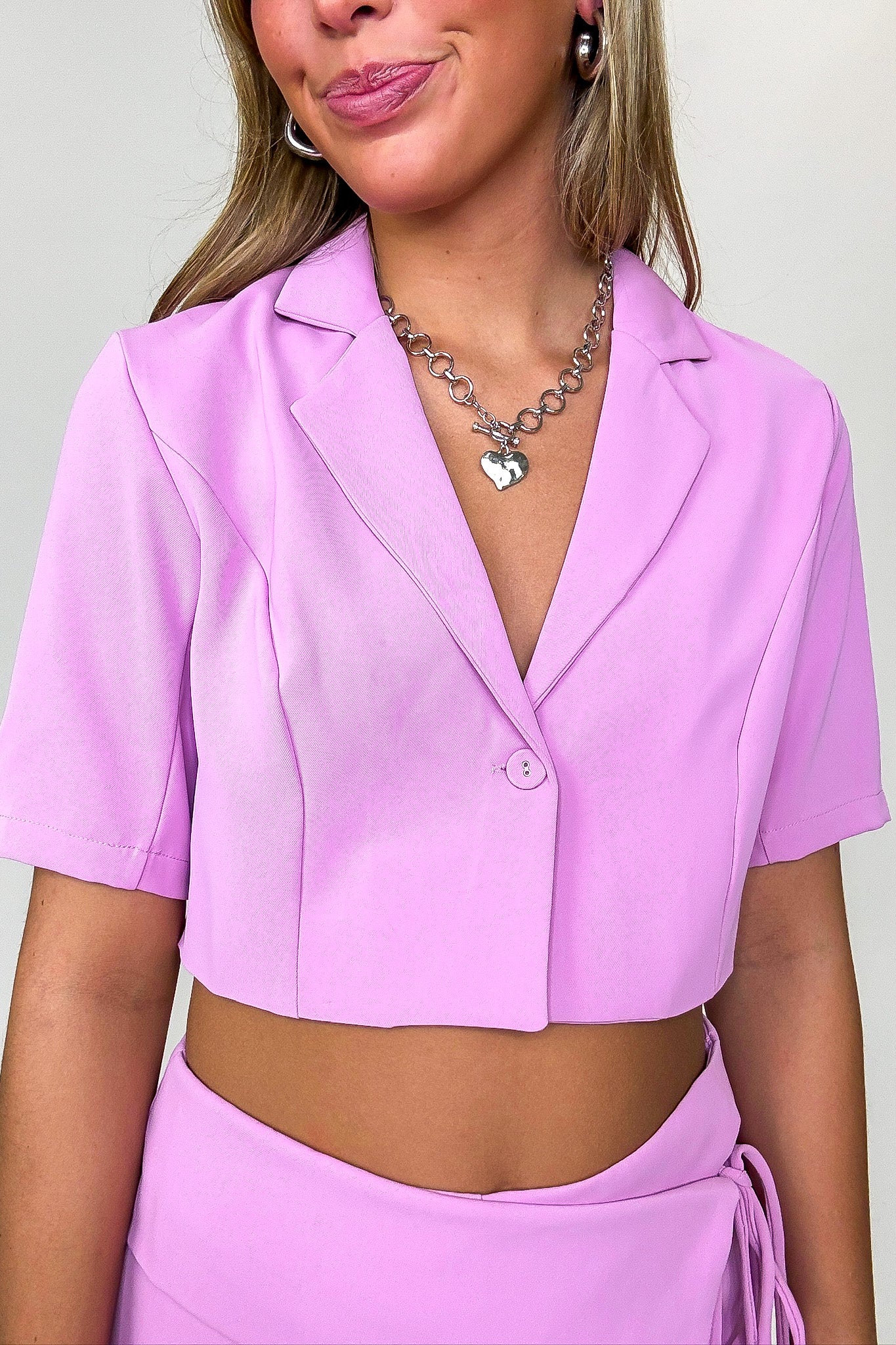 Short Sleeve Collar Button Top