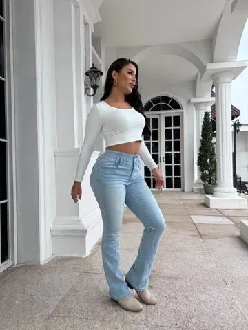 🔥High-Waist Button Fly Flare Jeans 7-Pack Only $24.99