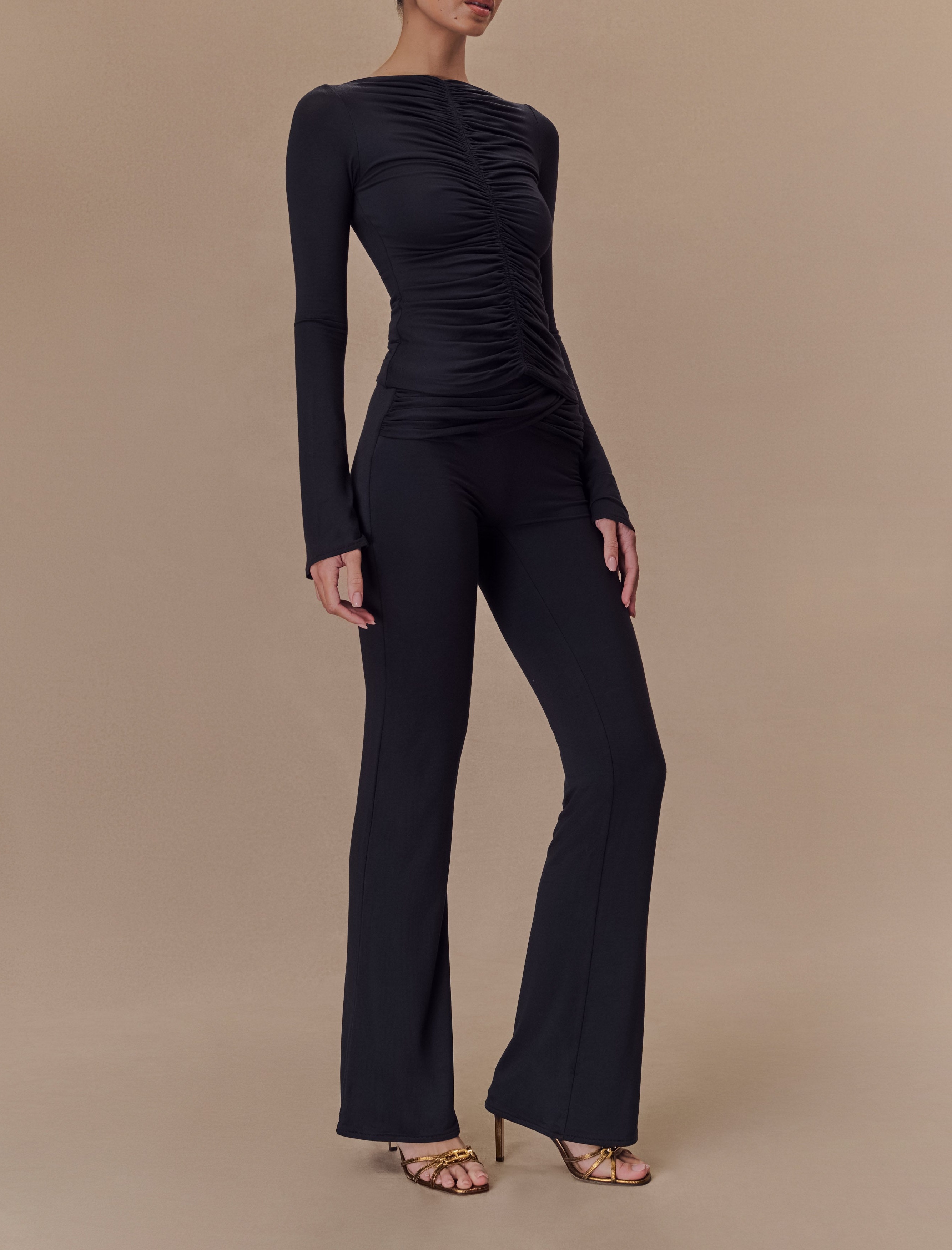 Black Modal Long Sleeve Top