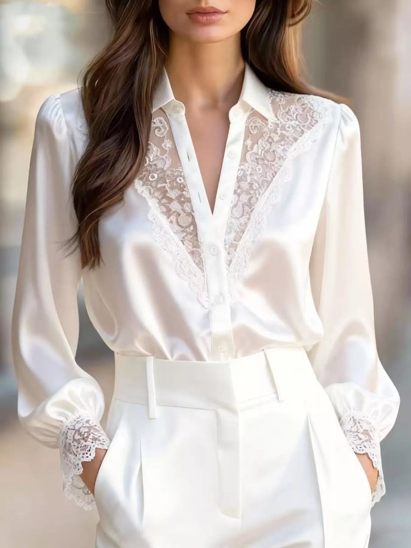 Lace Detail Long Sleeve Shirt
