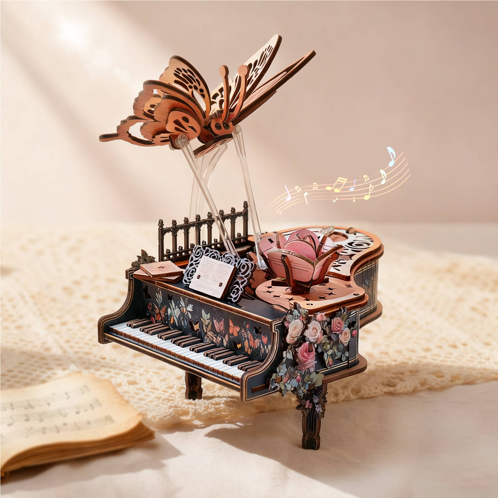 Floral Waltz â€“ DIY Wooden Music Box, 3D Puzzle Craft Kit