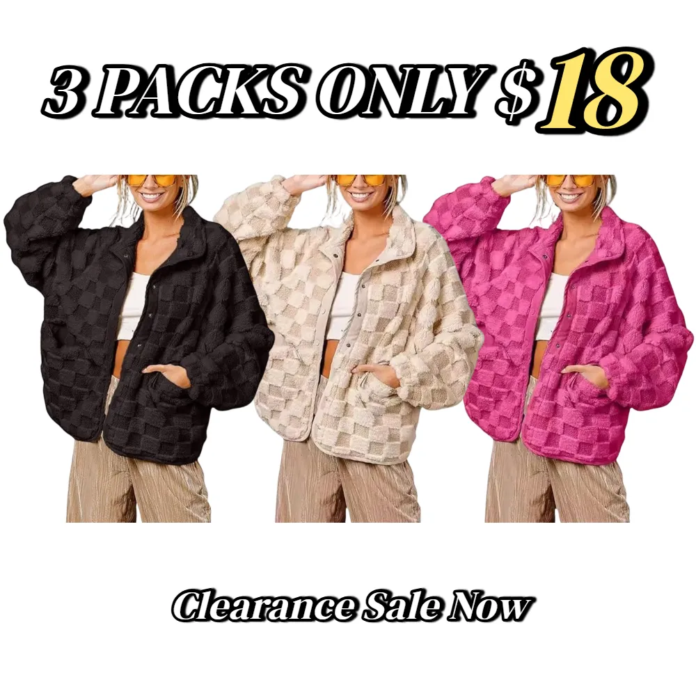 Women's winter casual plaid fleece jacket