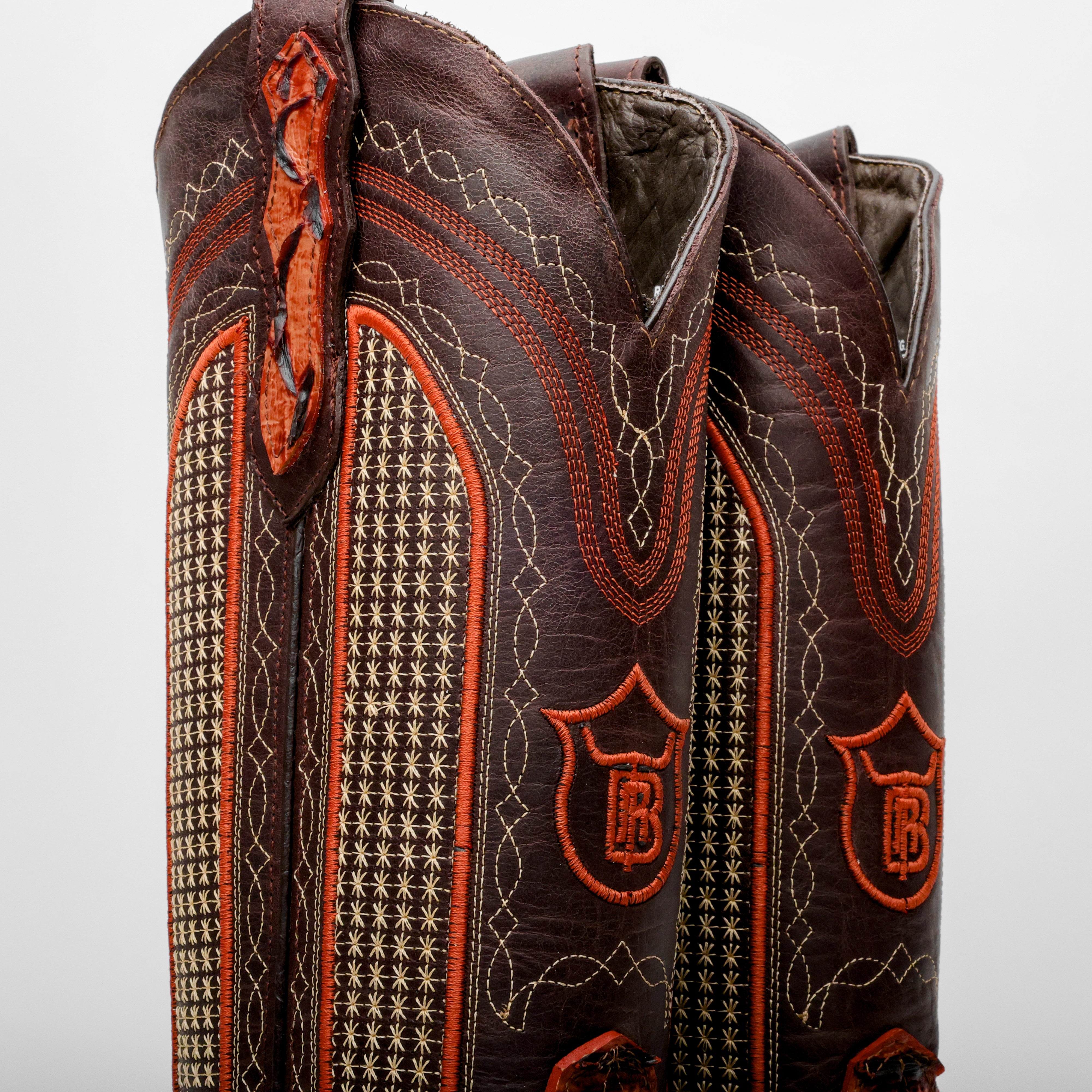 Cognac Jumbo Python Leather Boots - Square Toe