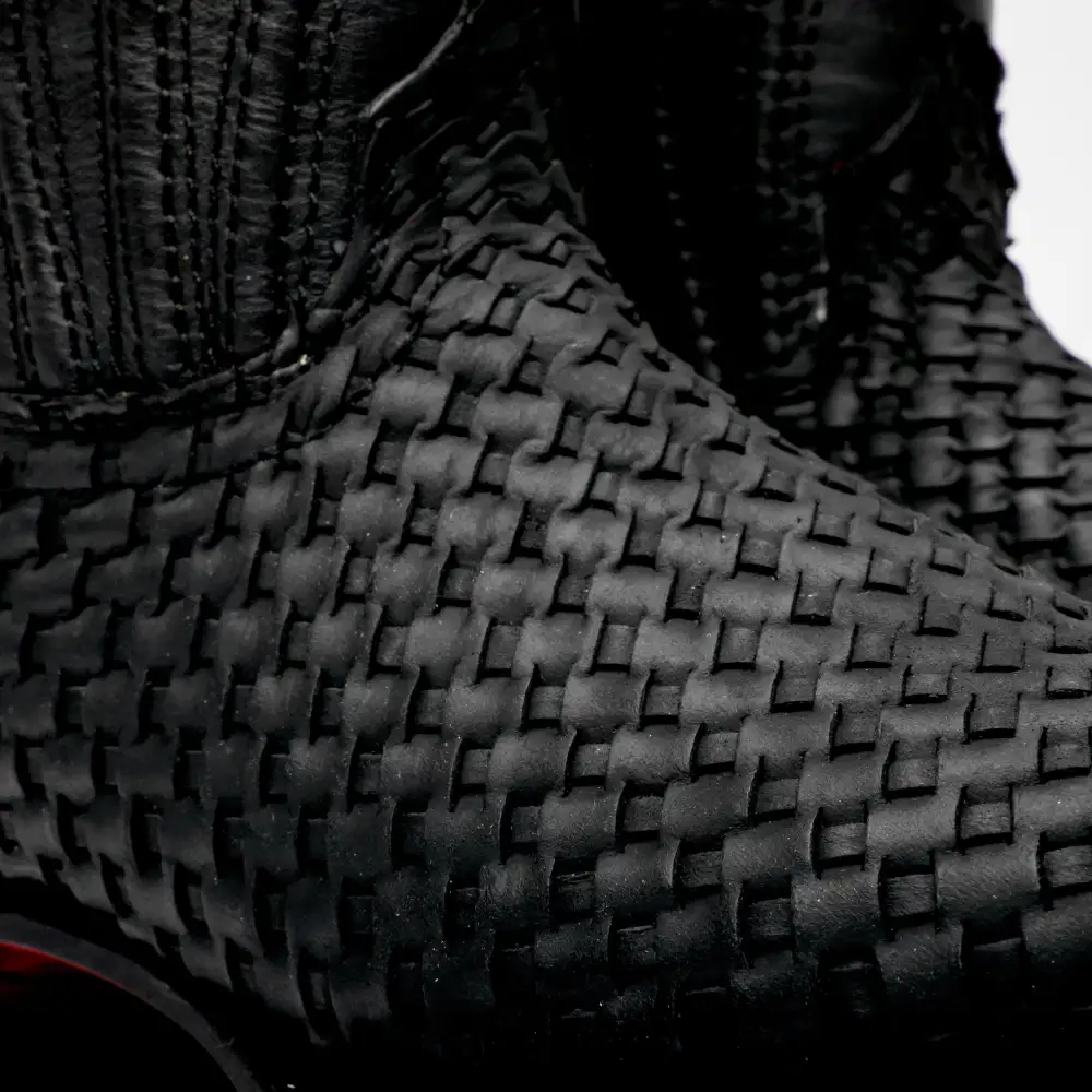 Black Basketweave Leather Boots - Square Toe