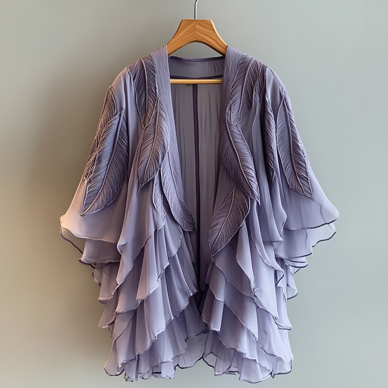 Summer Fun Feather Print Chiffon Cardigan a7fe