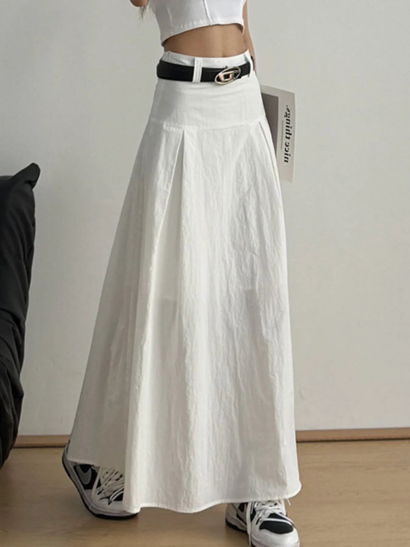 High Waist A-Line Maxi Skirt