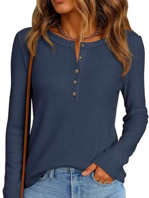 Women's Everyday Henley Long Sleeve Tee