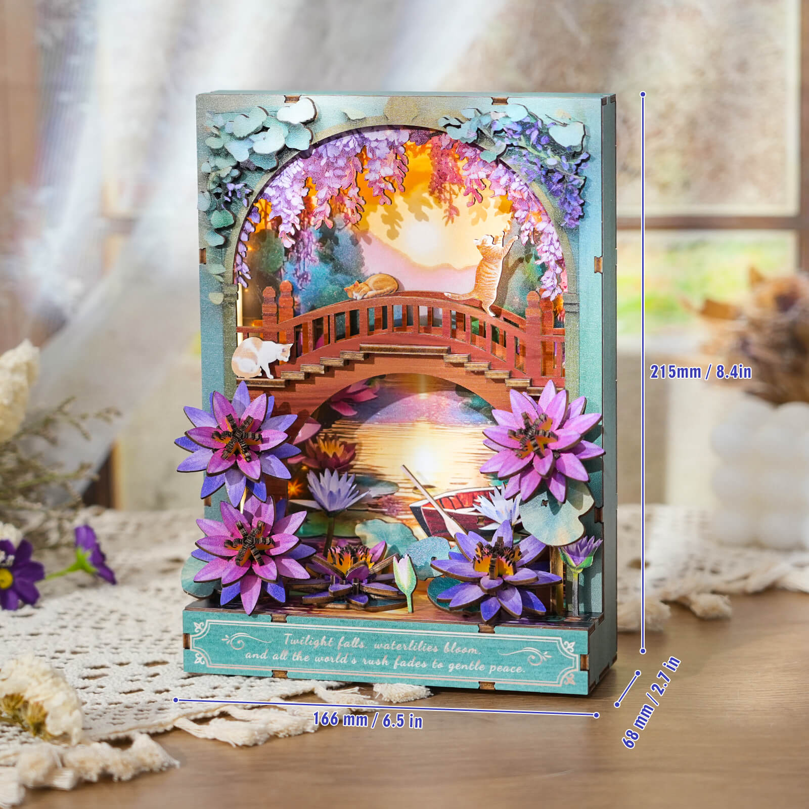 Twilight Lotus â€“ DIY Wooden Painting, 3D Puzzle Craft Kit