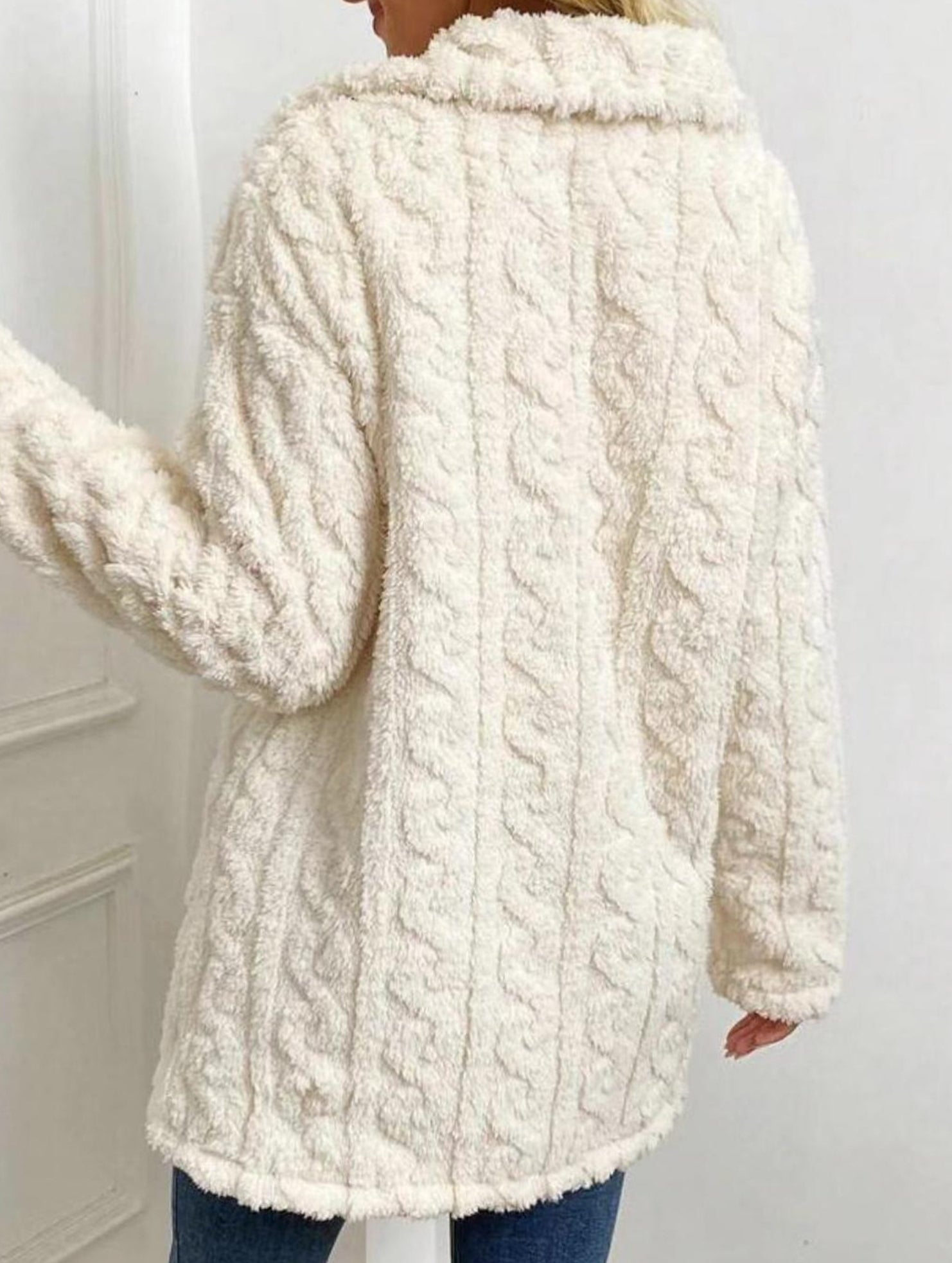 Large lapel unbuttoned cardigan jacket