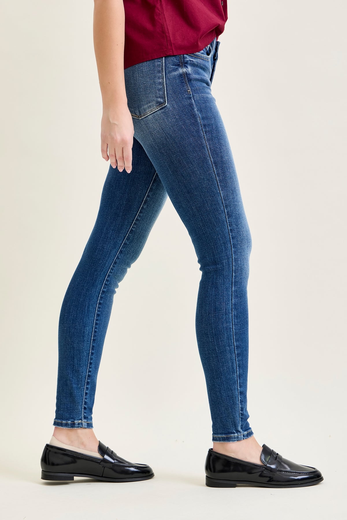 Rose Classic Button Fly Skinny Jeans