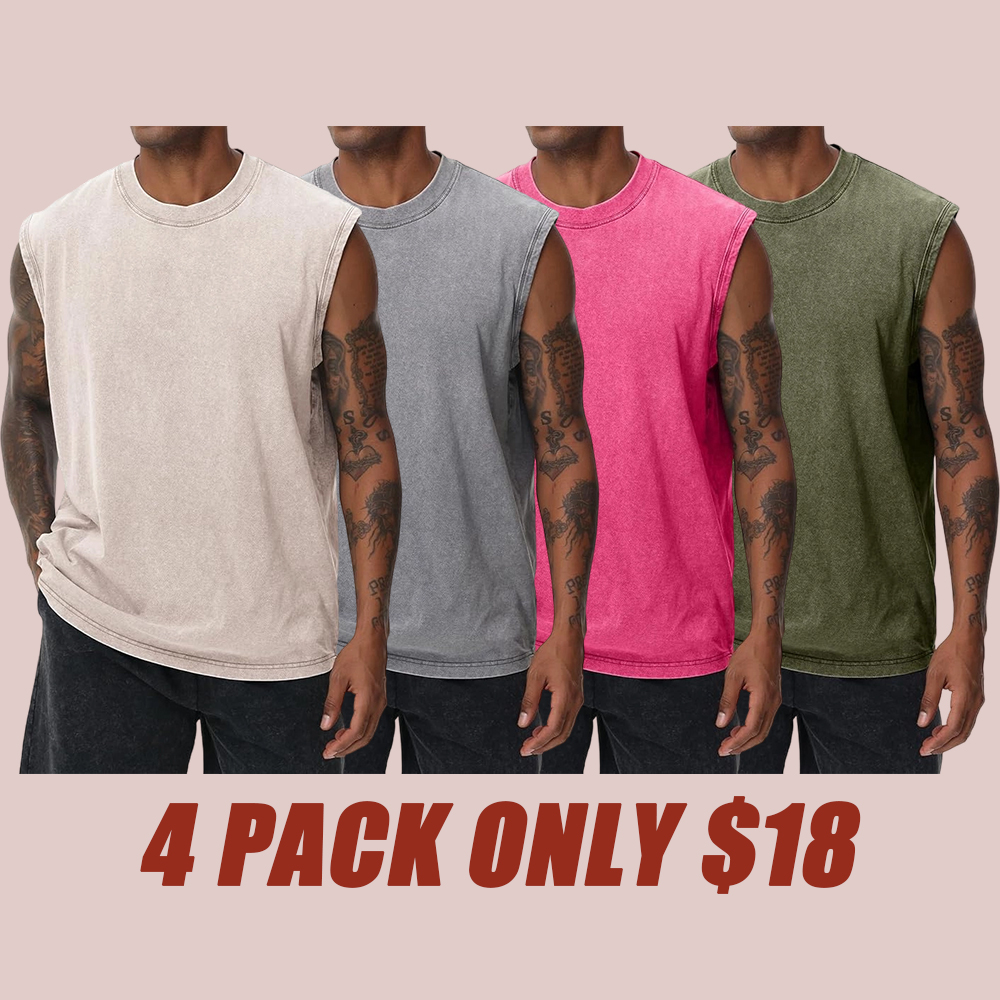 Men's Solid Color Round Neck Tank Top Loose Casual Comfy Classic Crew Neck Sleeveless Top for Summer Casual Loose Fit