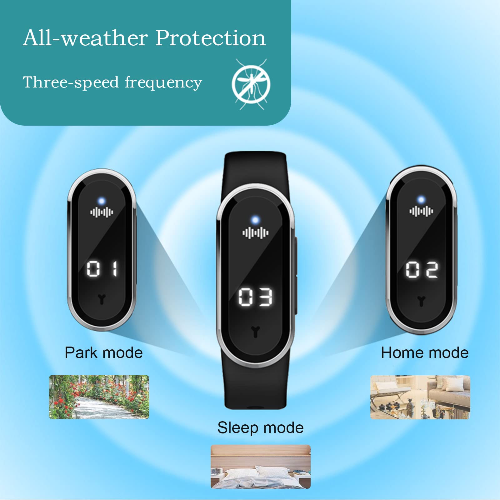 M21 Ultrasonic Anti Mosquitoes Wrist Band, Anti Static Electricity Smart Watch Clock
