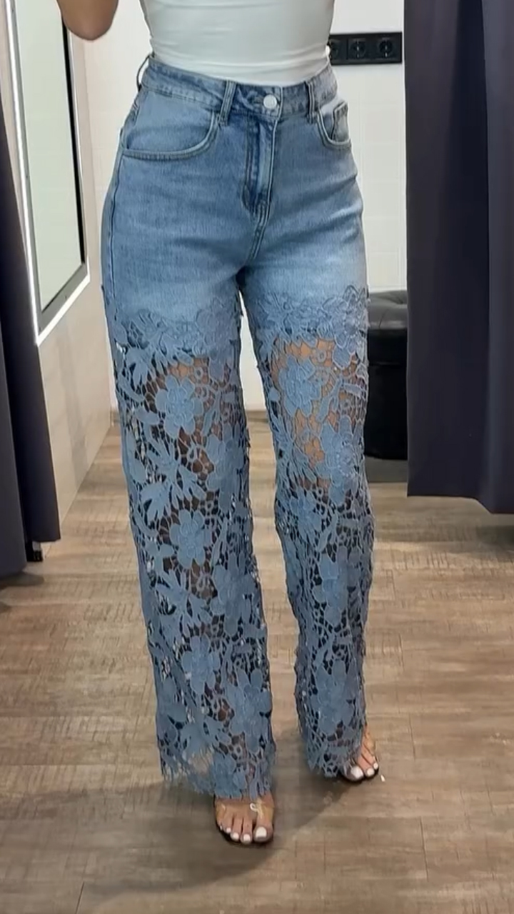 Women's Lace Patchwork Casual Jeans