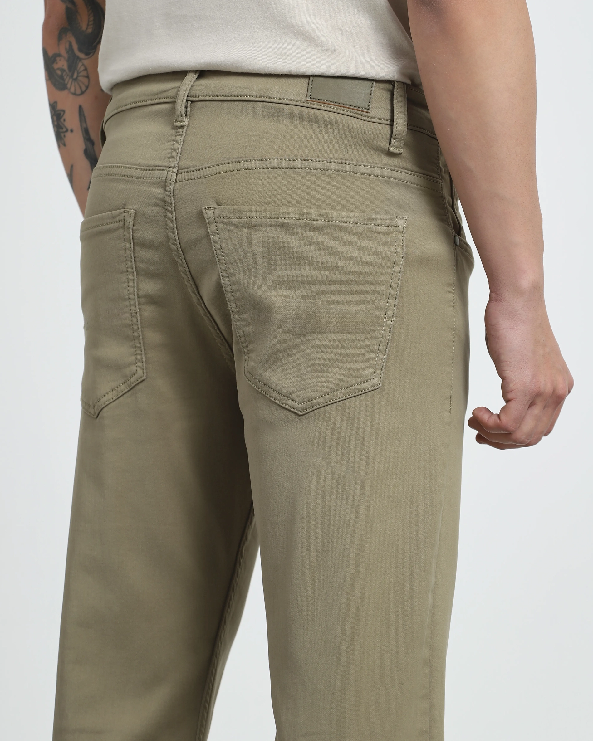 Classic Versatile And Comfortable Straight Light Olive Jeans