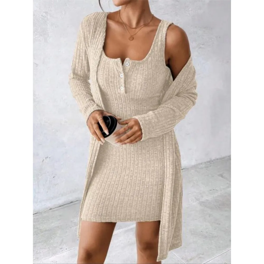 Women's Casual Striped Two-piece Dress Set