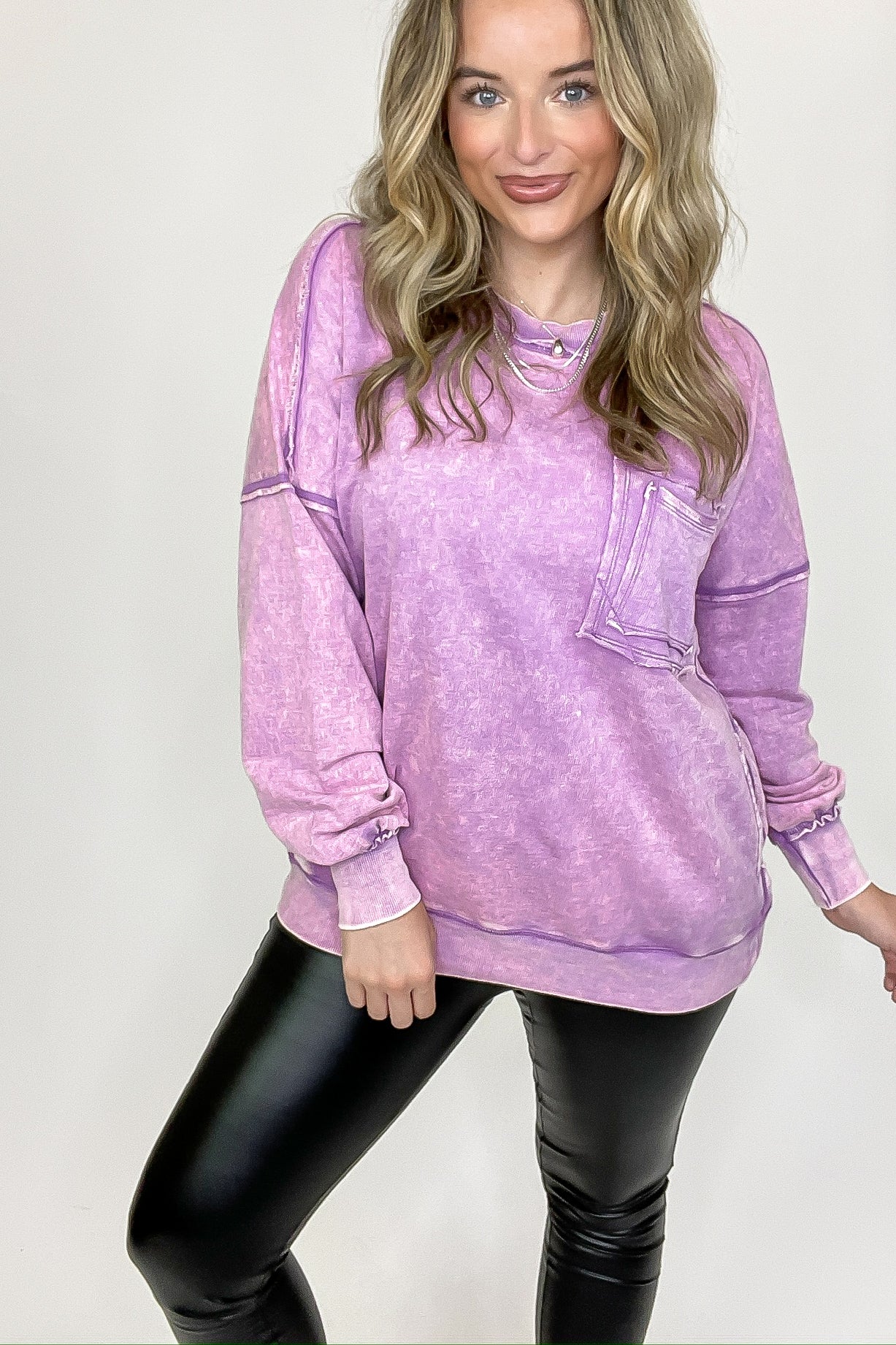 Vintage Acid Wash Raw Edge Pullover