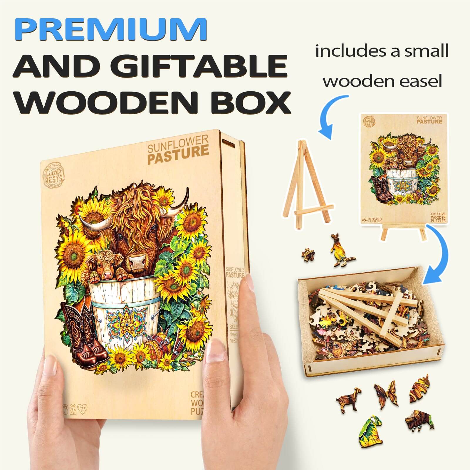 Sunflower Pasture Wooden Jigsaw Puzzle