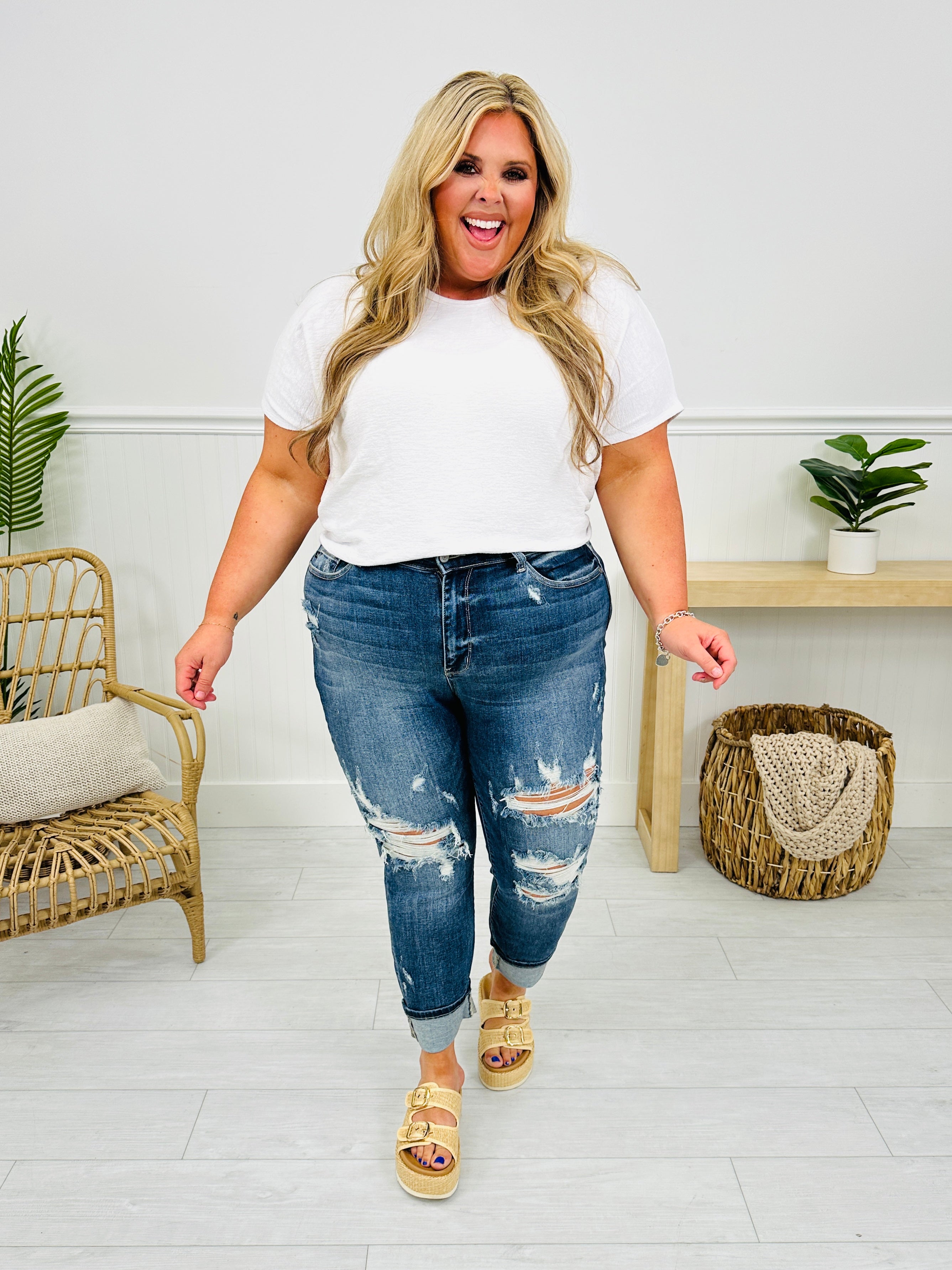 Judy Blue Plus/Reg Now Or Never Cropped Boyfriend Jeans