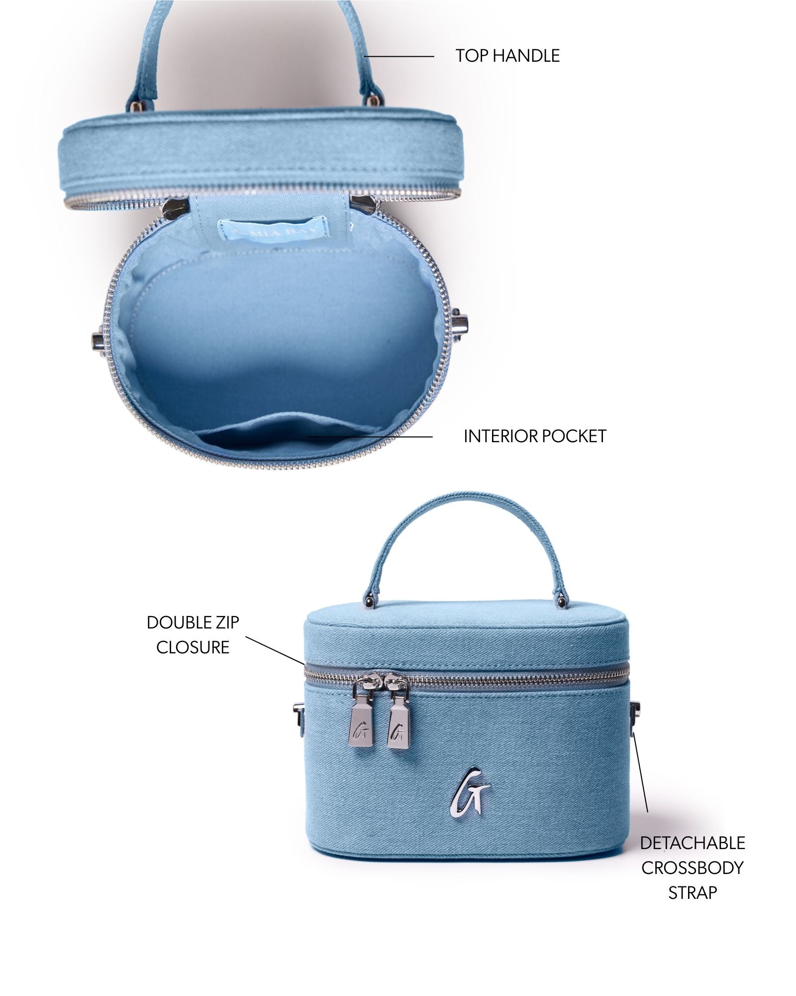 JUMBO DENIM SILVER VANITY BAG