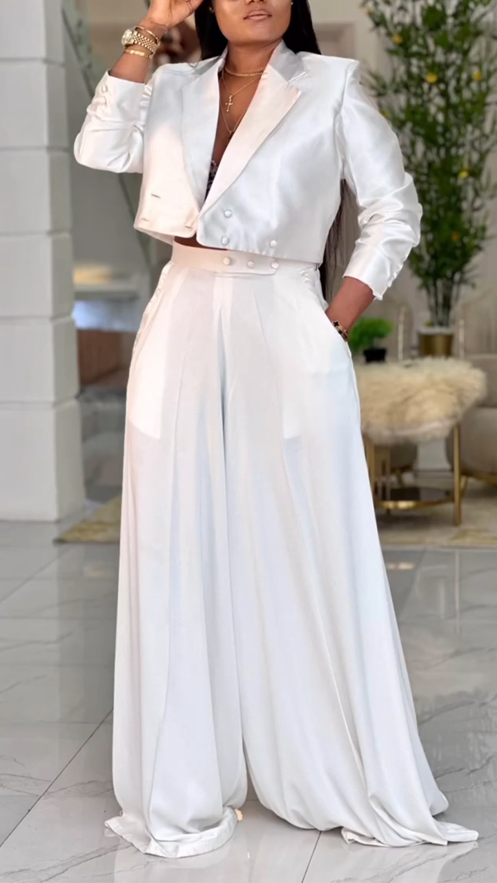 Women Collar Jacket+ Pants Casual Suit with Temperament