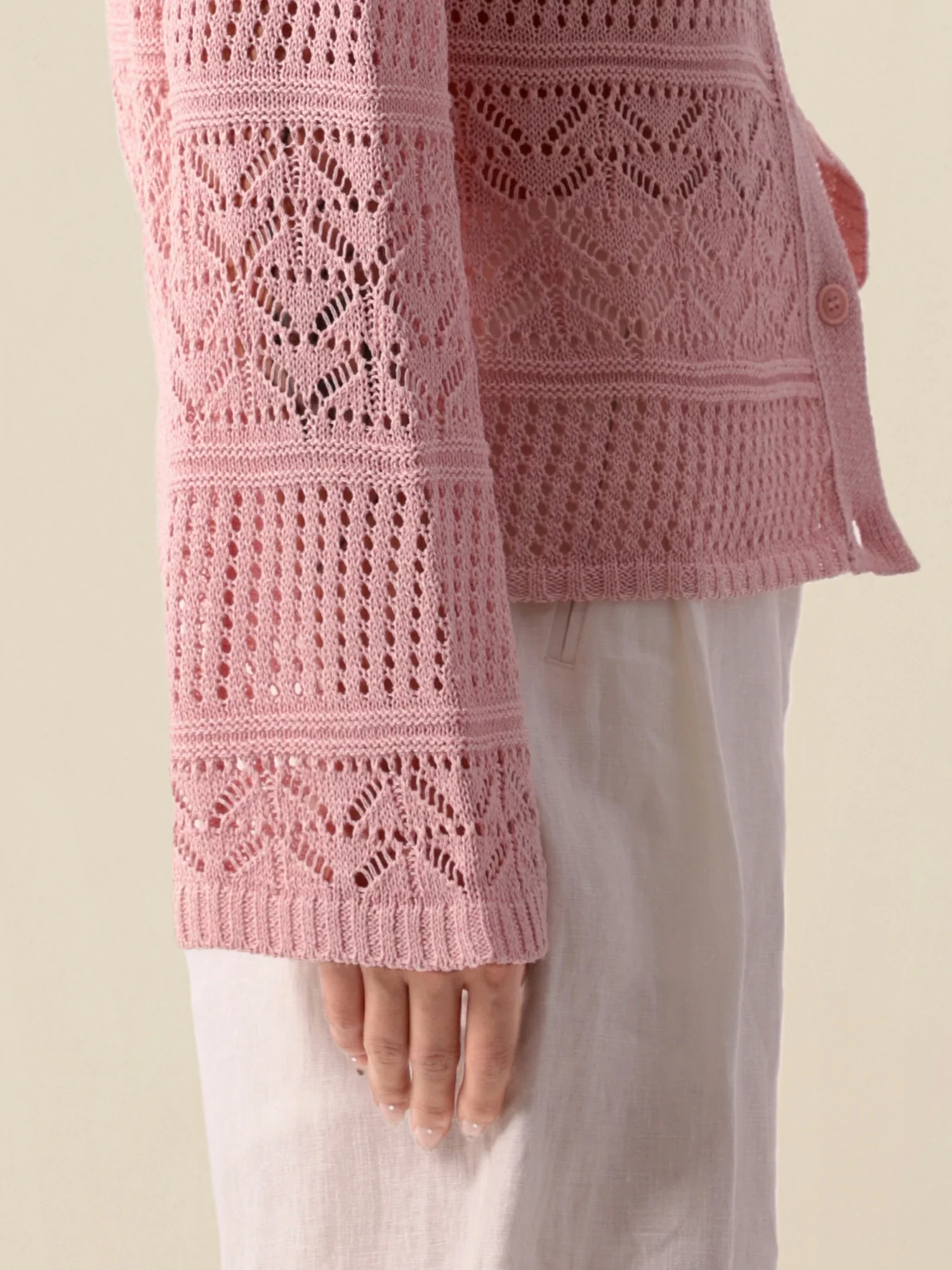 Lyocell & Silk V-Neck Flare-Sleeve Cardigan