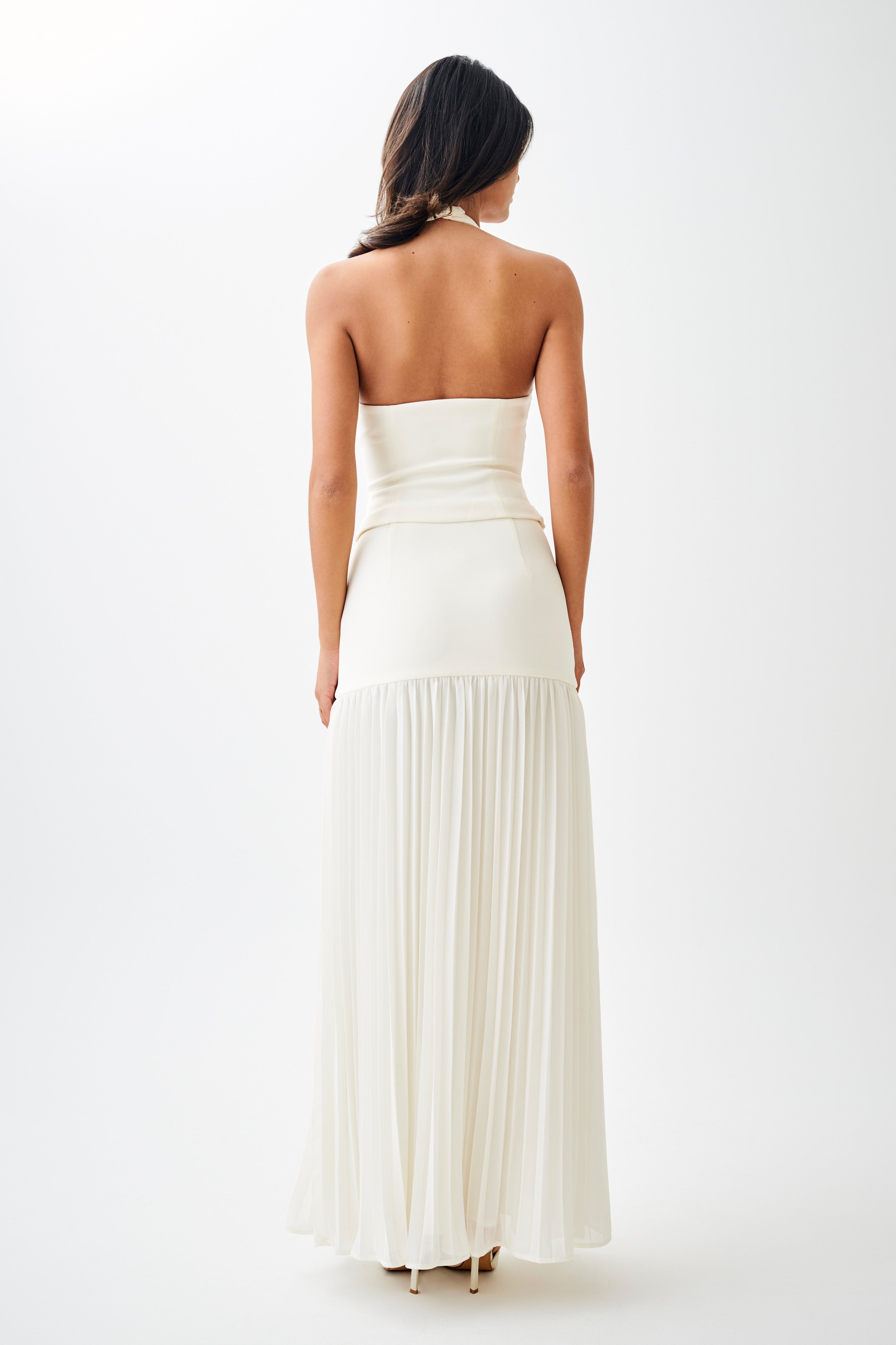 Ivory Suiting Halter Top With Buckle