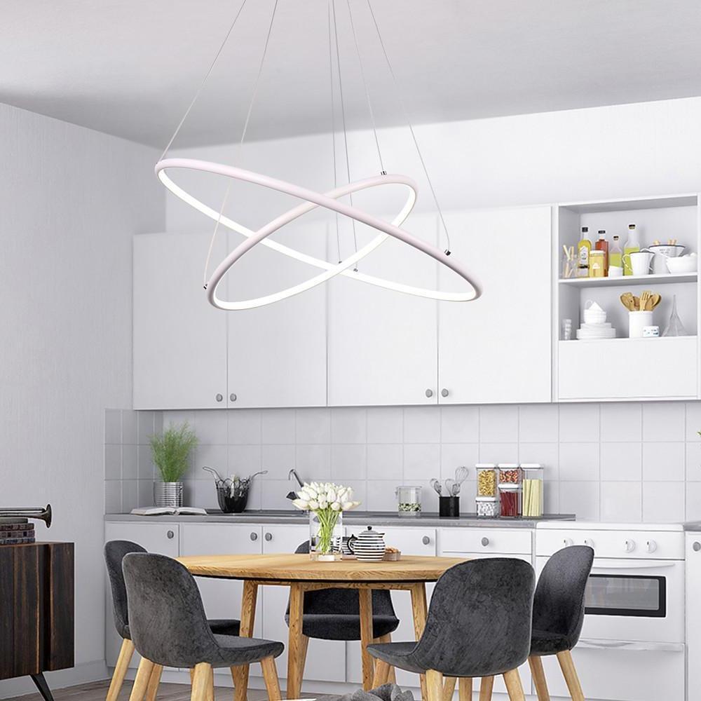 2 Ring Aluminum Minimalist Style Semi Flush Mount Chandelier LED Ceiling Light