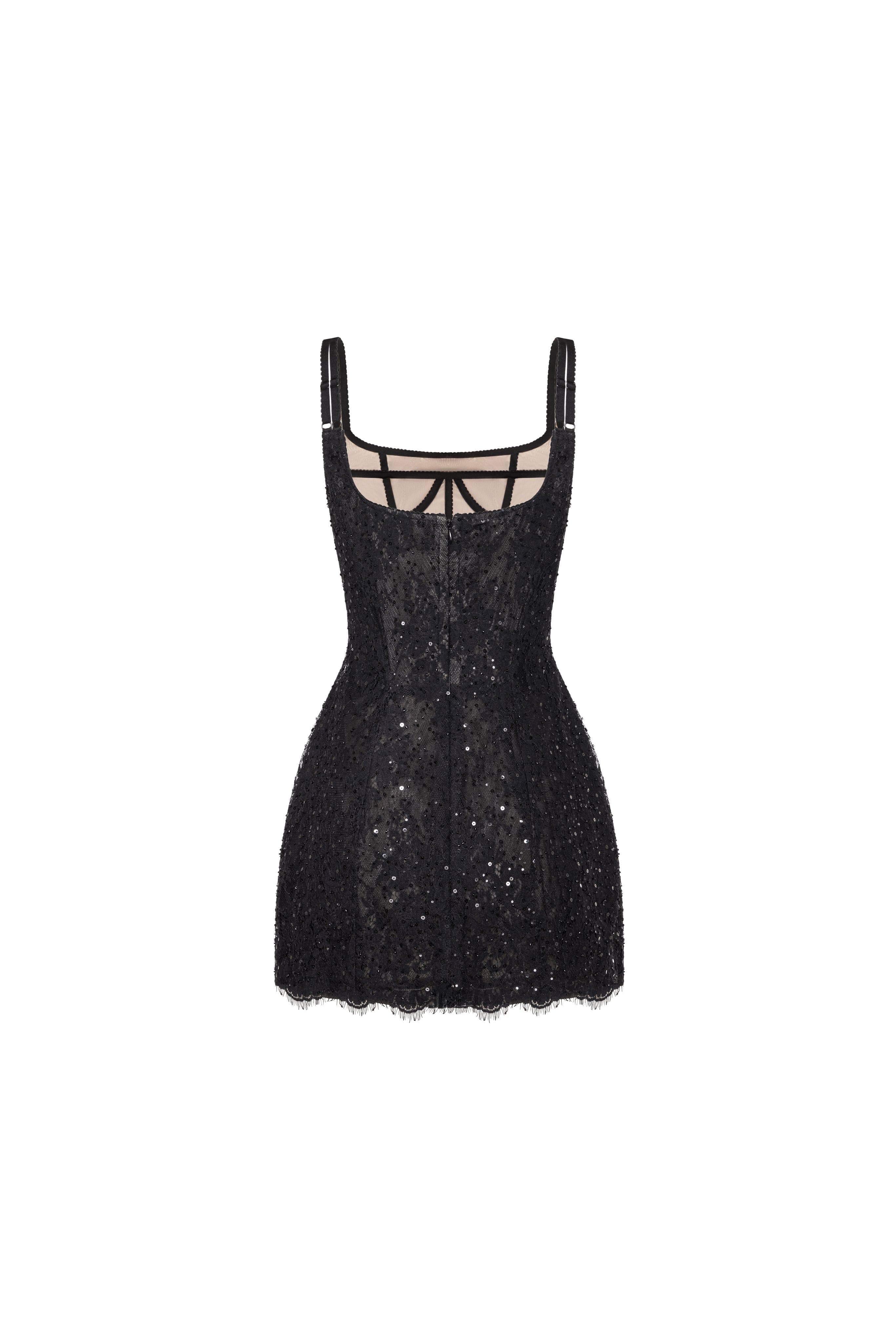 Classic black corset mini dress