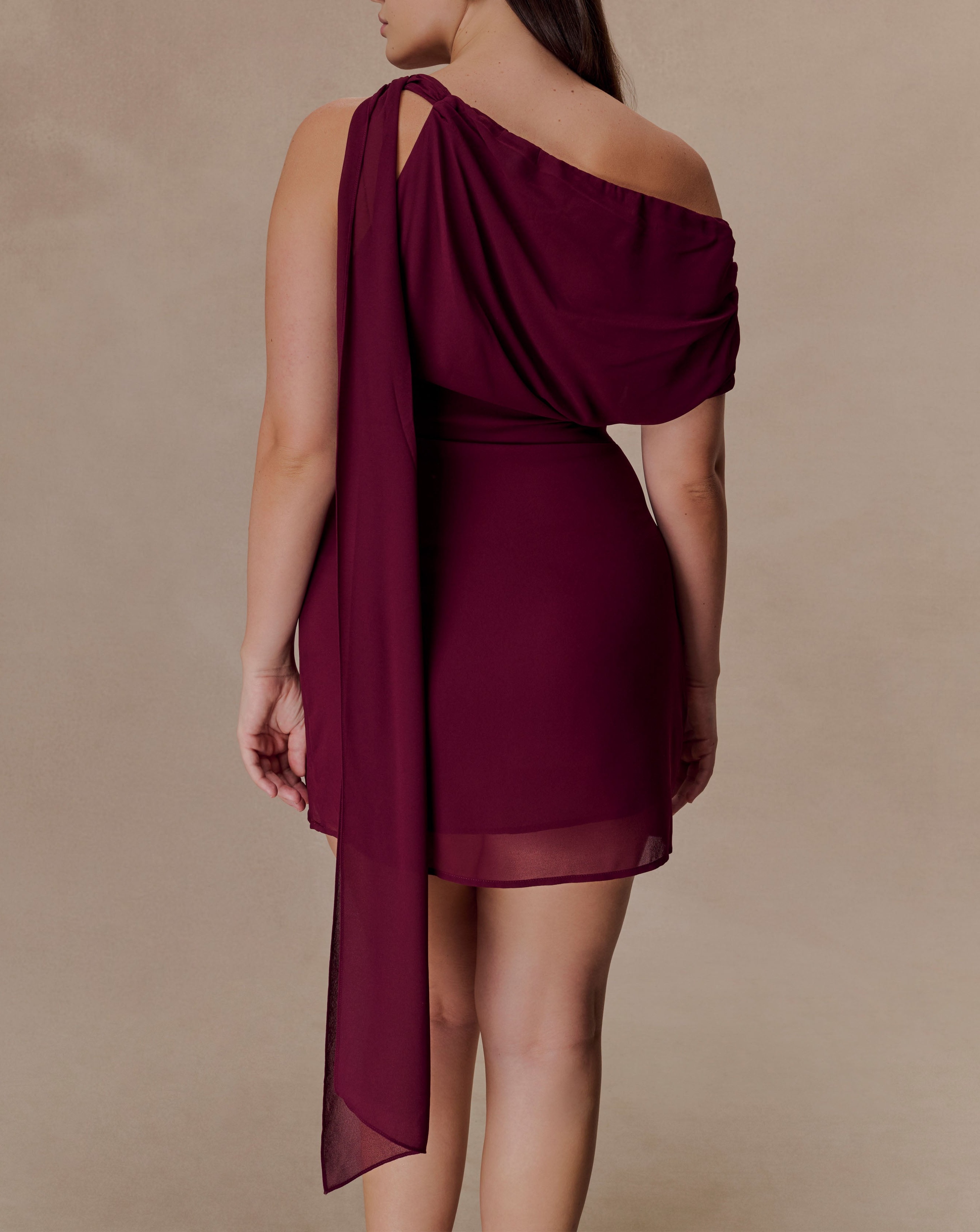 Wine Chiffon Mini Dress